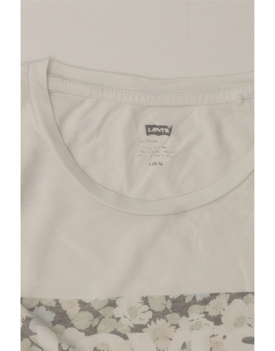 T-shirt grafica da donna Levi's Top UK 16 grande bianca