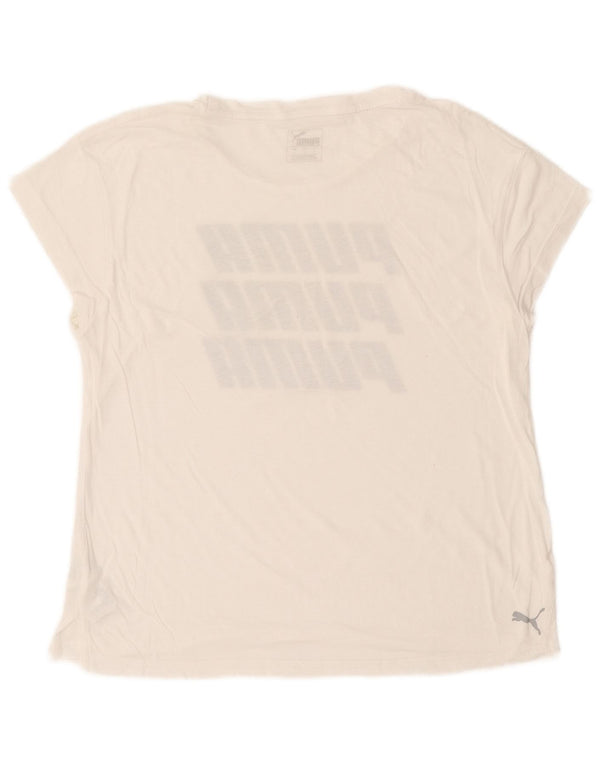 T-shirt grafica oversize da donna Puma UK 10 piccola in cotone bianco