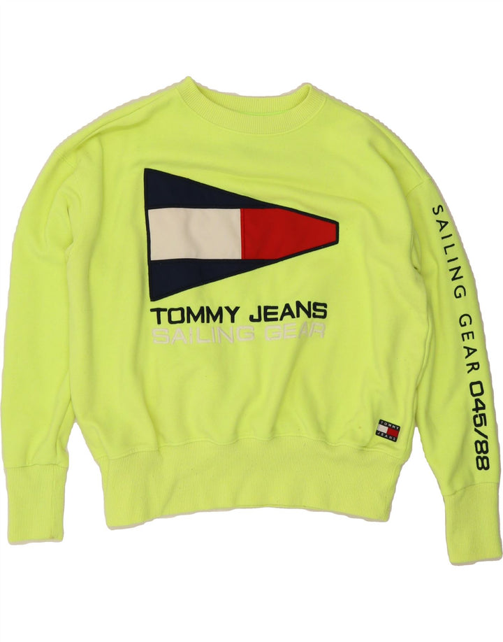 TOMMY HILFIGER Womens Graphic Sweatshirt Jumper UK 10 Small Green Vintage Tommy Hilfiger and Second-Hand Tommy Hilfiger from Messina Hembry 