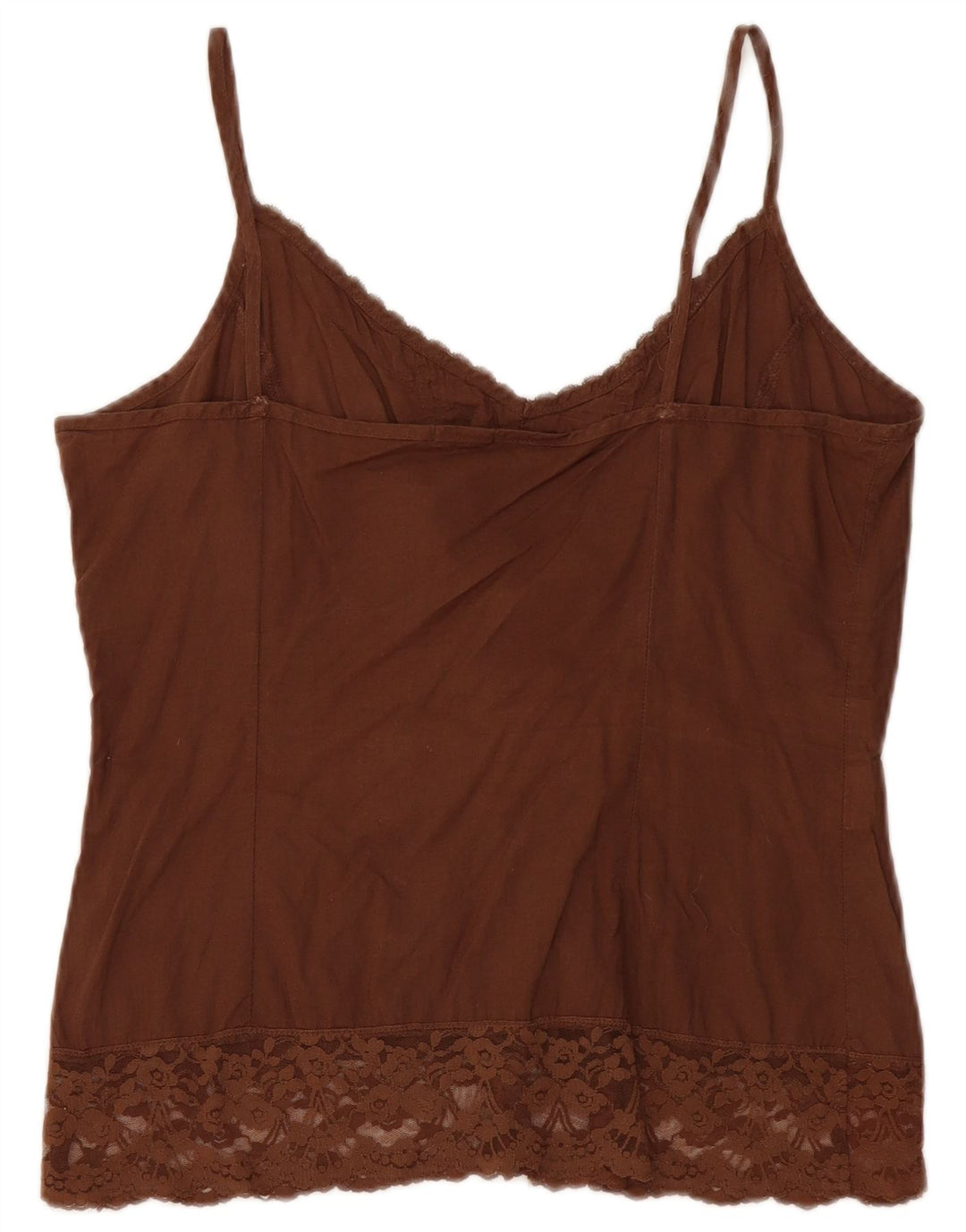 Canottiera corta da donna Benetton UK 12 cotone marrone medio