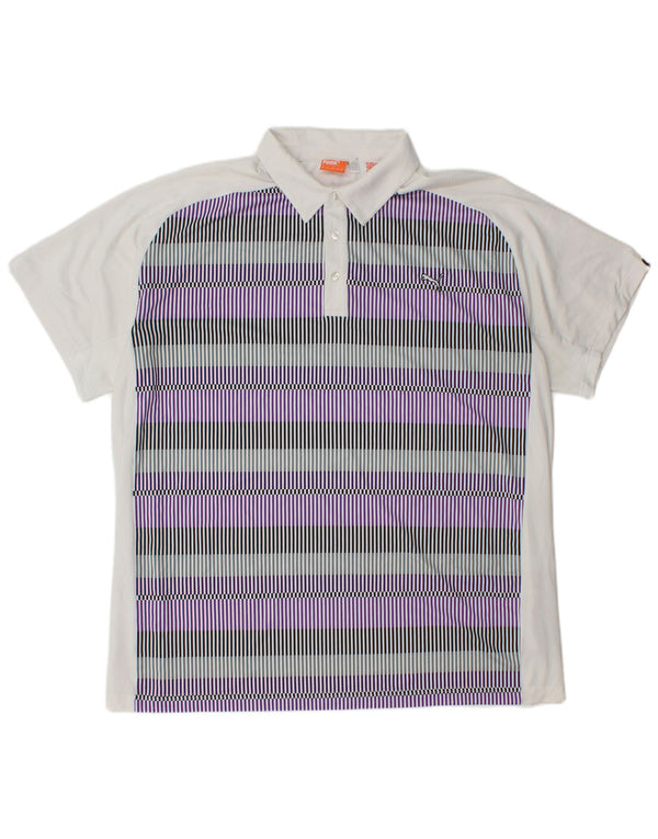 Polo PUMA da uomo 2XL poliestere gessato bianco