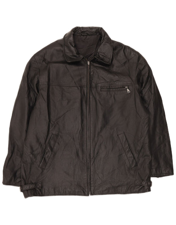 ANGELO LITRICO Giacca in pelle da uomo UK 42 XL Pelle nera