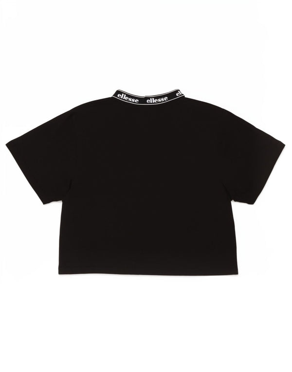 T-shirt grafica corta da donna Ellesse Top UK 12 cotone nero medio