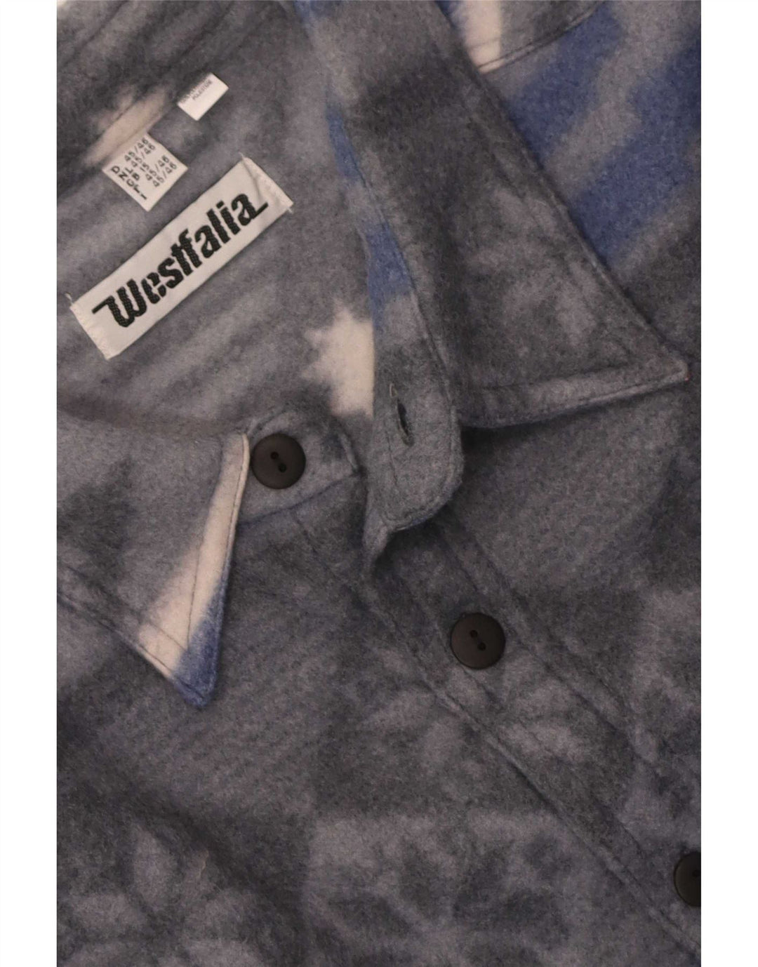 Camicia in pile vintage da uomo UK 15 Poliestere geometrico grigio medio