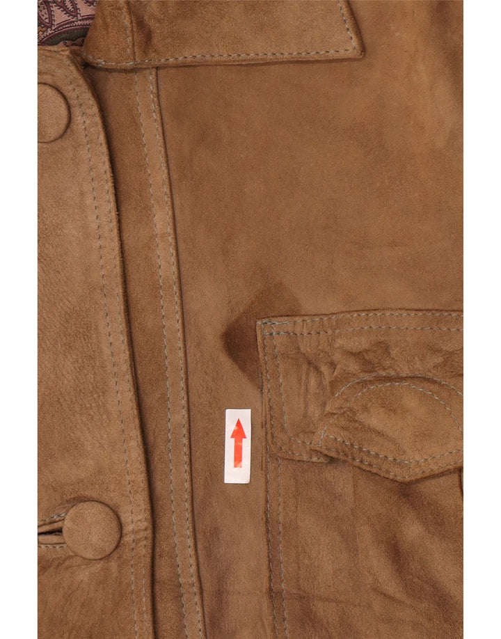 Giacca vintage in pelle scamosciata da donna EU 42 grande marrone