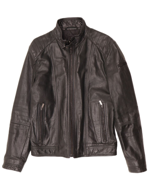 Giacca in pelle da uomo Strellson UK 38 Pelle nera media
