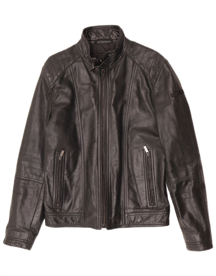 Giacca in pelle da uomo Strellson UK 38 Pelle nera media