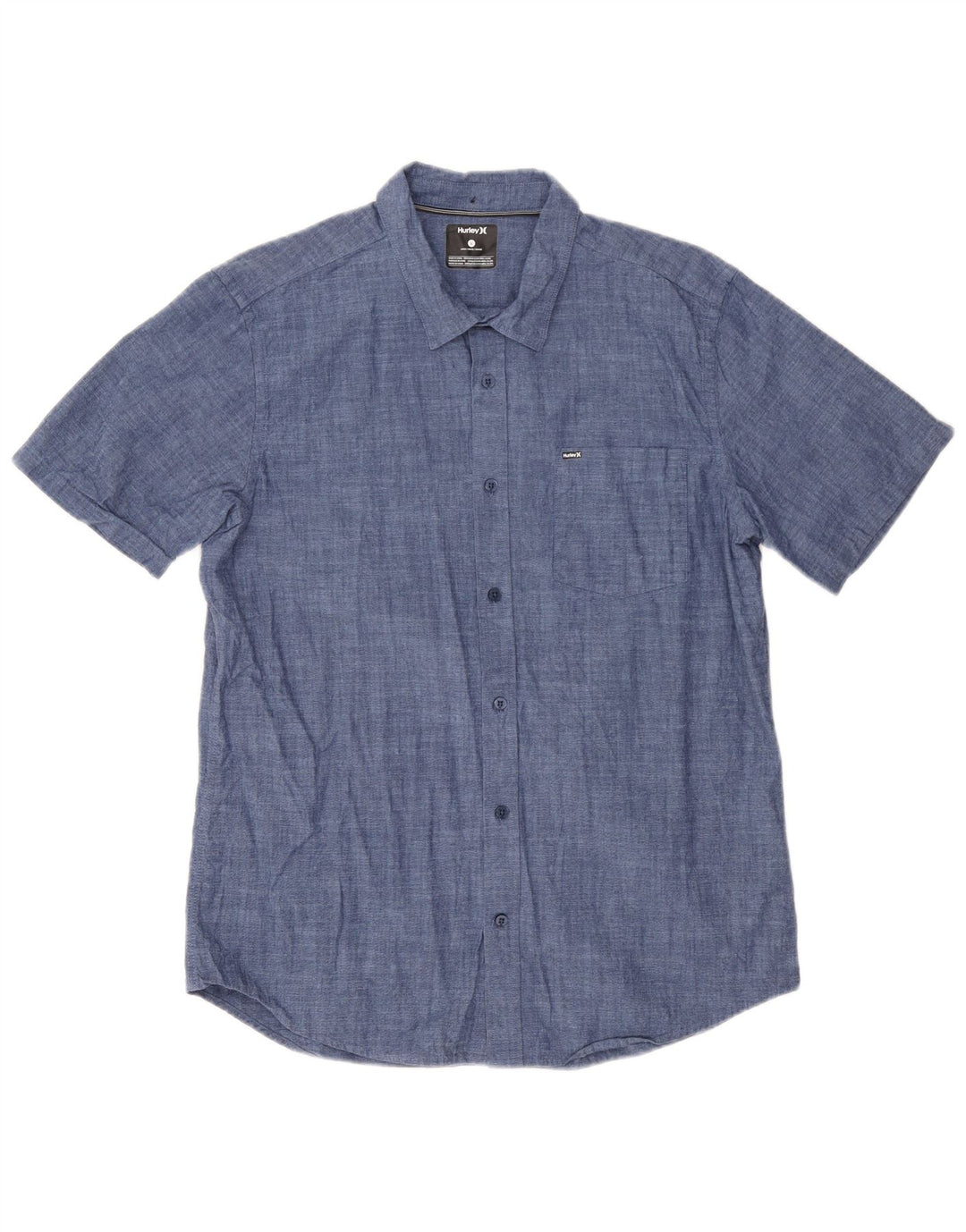 Camicia a maniche corte da uomo Hurley Large in cotone blu