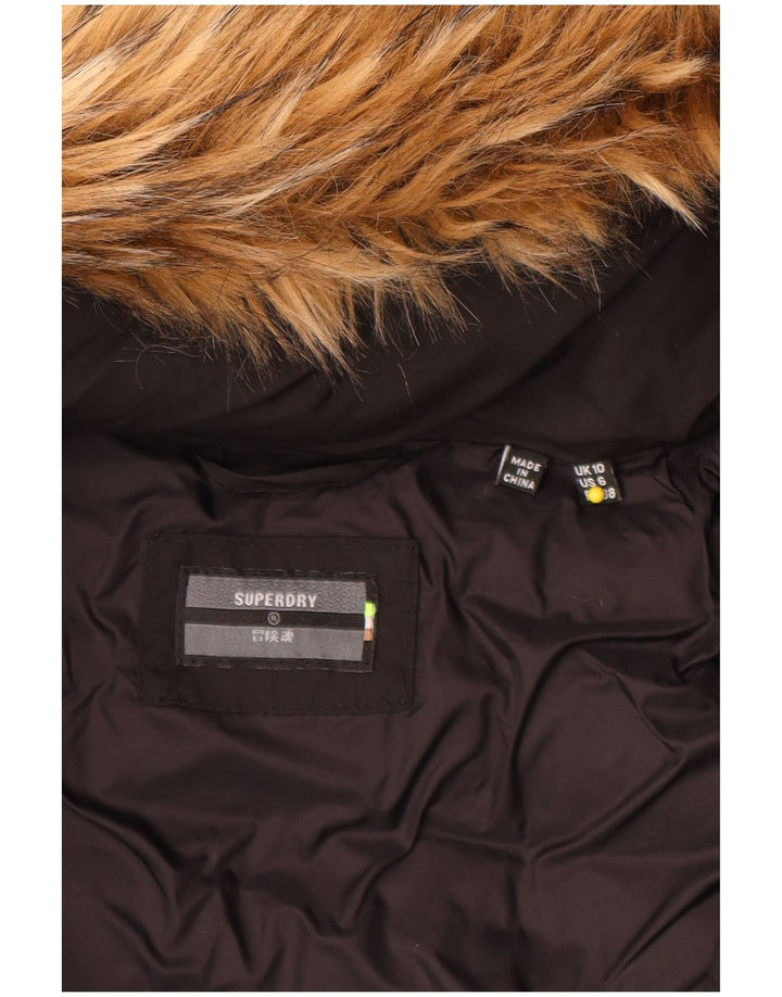Giacca imbottita con cappuccio da donna Superdry UK 10 Small nylon nero