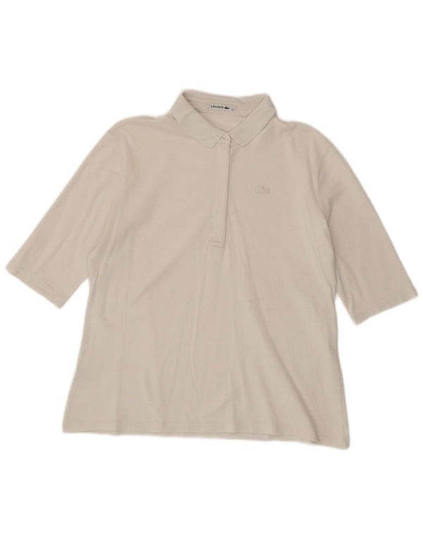Polo da donna con maniche a 3/4 Lacoste taglia 48 XL in cotone bianco