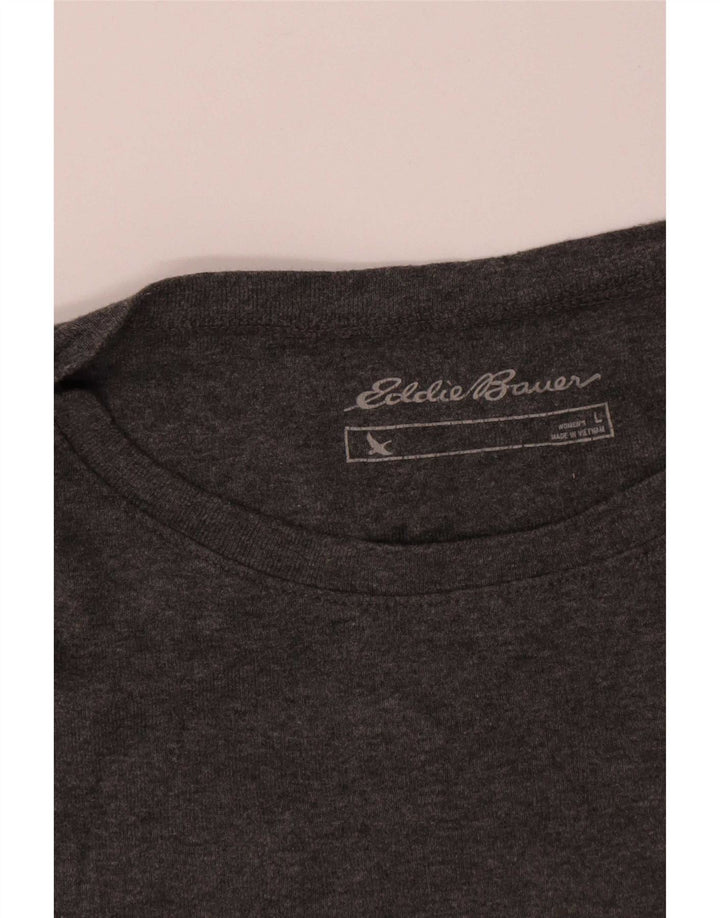 Maglietta da donna a maniche lunghe Eddie Bauer UK 16 grande cotone grigio