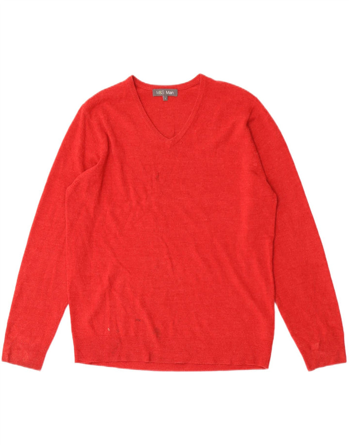 Maglione da uomo con scollo a V Marks & Spencer grande acrilico rosso
