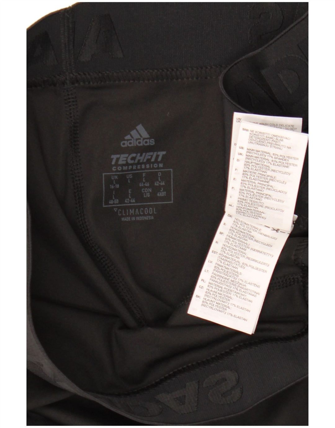 Leggings Adidas Tech Fit Capri da donna UK 16/18 Large Nero Poliestere