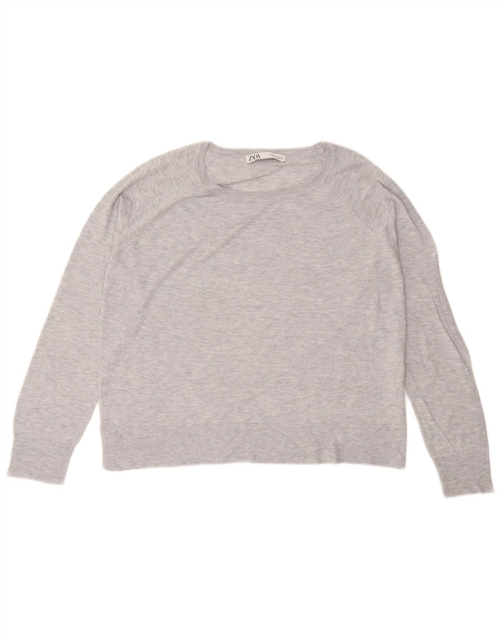 Top in camicetta ampia da donna Zara UK 14 Viscosa grigio medio