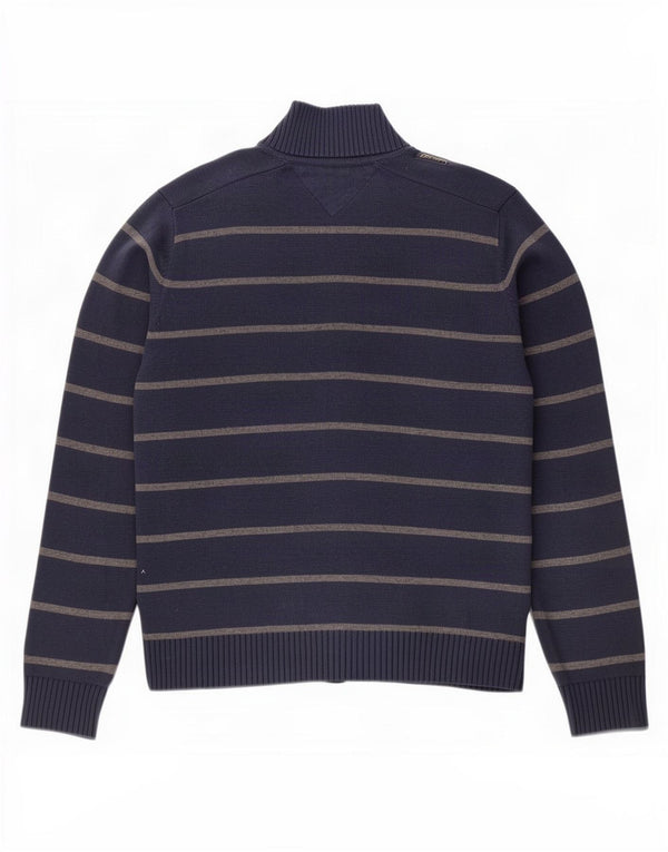 Maglione cardigan da uomo Tommy Hilfiger piccolo in cotone a righe blu navy
