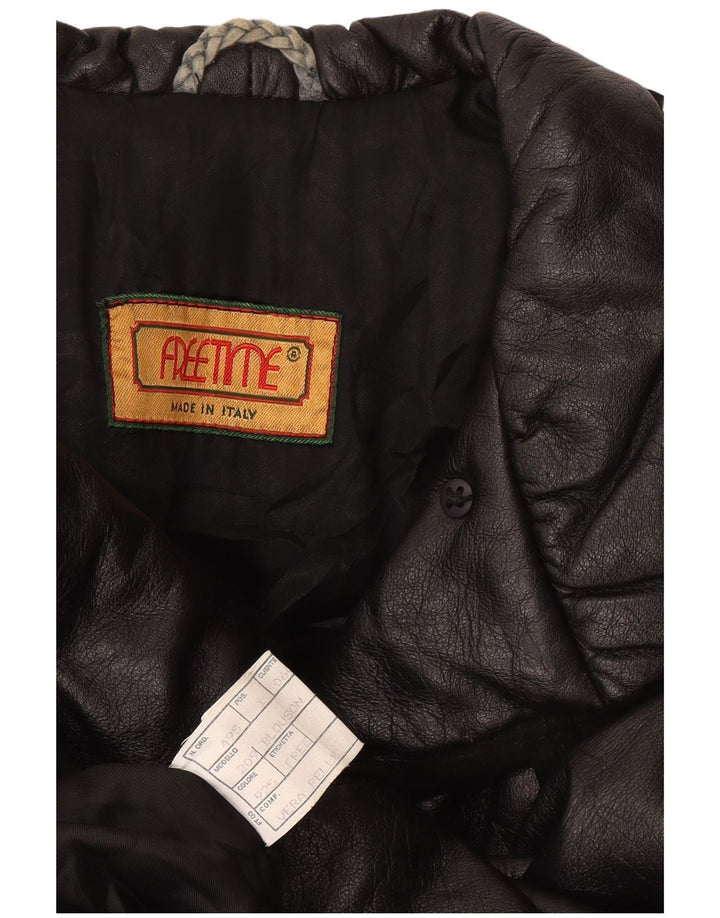 Giacca in pelle vintage da donna UK 18 XL in pelle nera