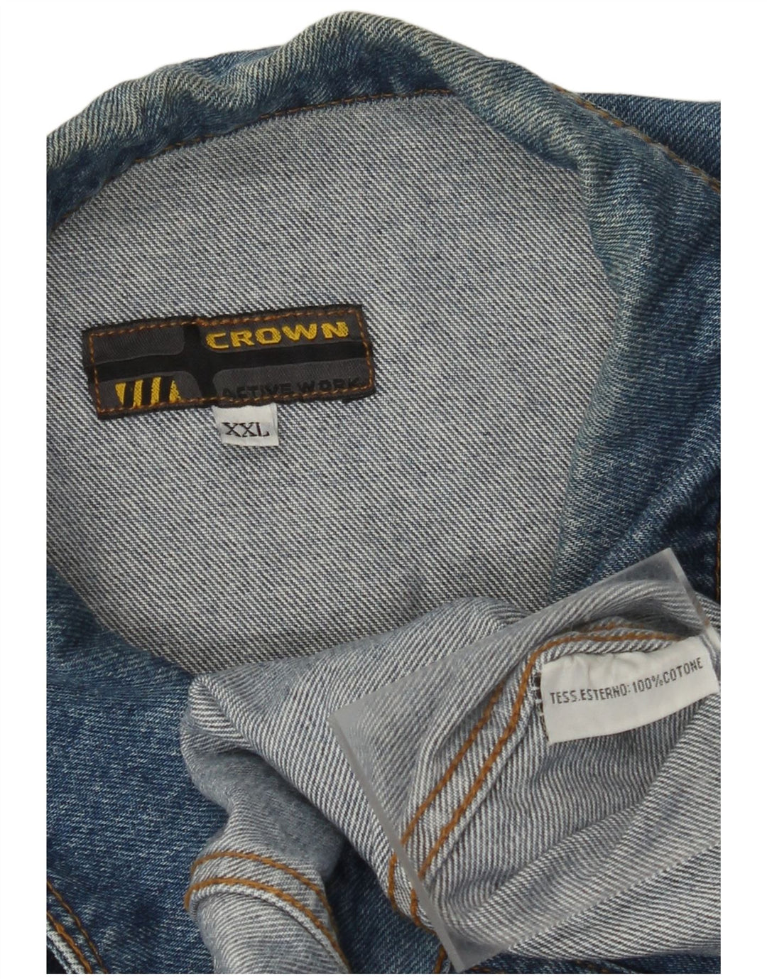 CROWN Giacca in denim da uomo UK 44 2XL Cotone blu