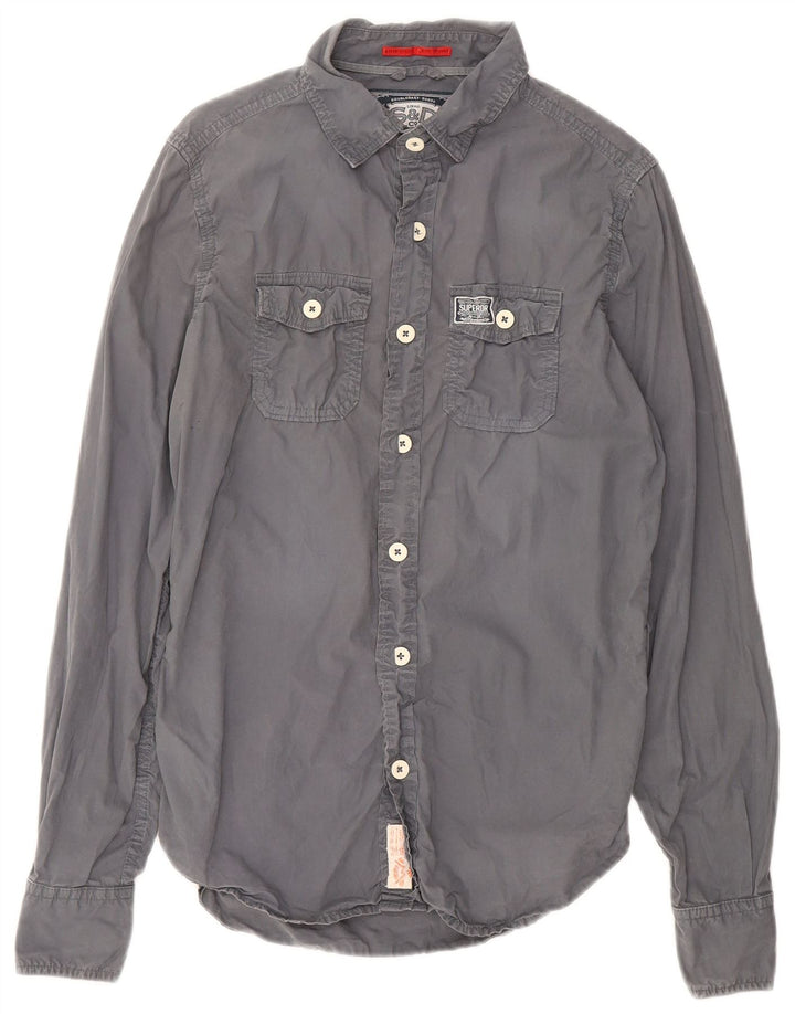SUPERDRY Mens Shirt Small Grey Cotton