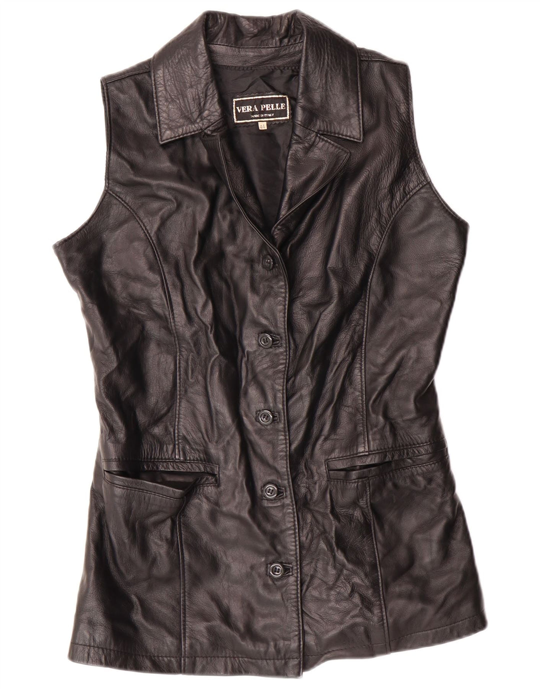 Gilet in Pelle Donna VINTAGE IT 44 Medio Pelle Nera
