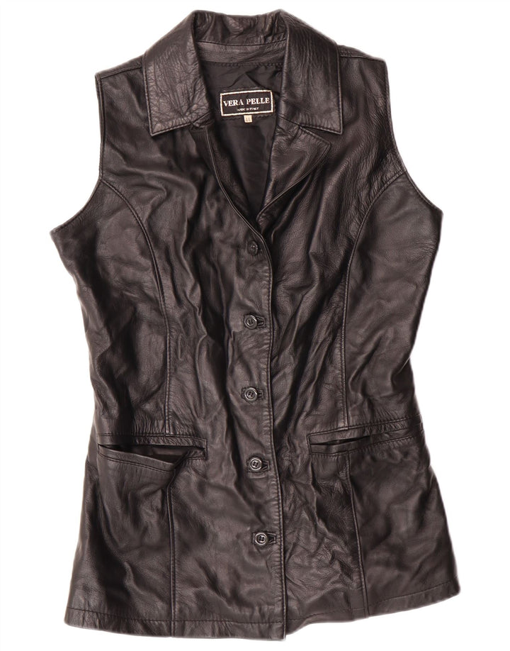 Gilet in Pelle Donna VINTAGE IT 44 Medio Pelle Nera