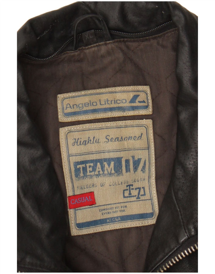 Giacca in pelle da uomo Angelo Litrico UK 42 XL Pelle nera