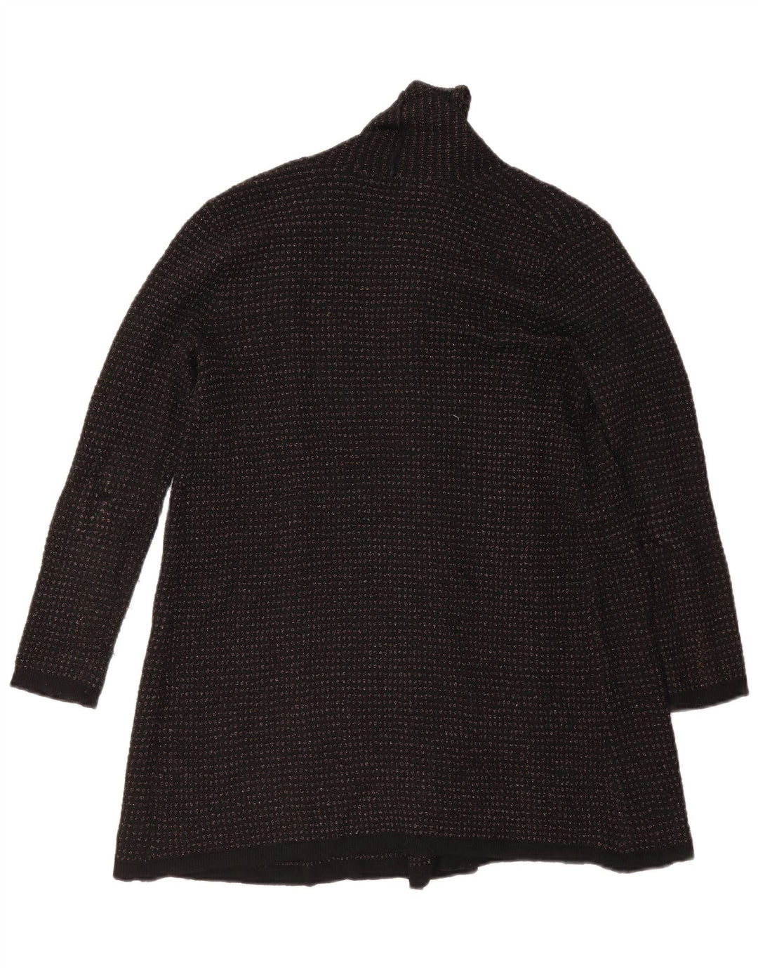Maglione cardigan aperto a lunga linea da donna Zara UK 10 piccolo poliestere nero