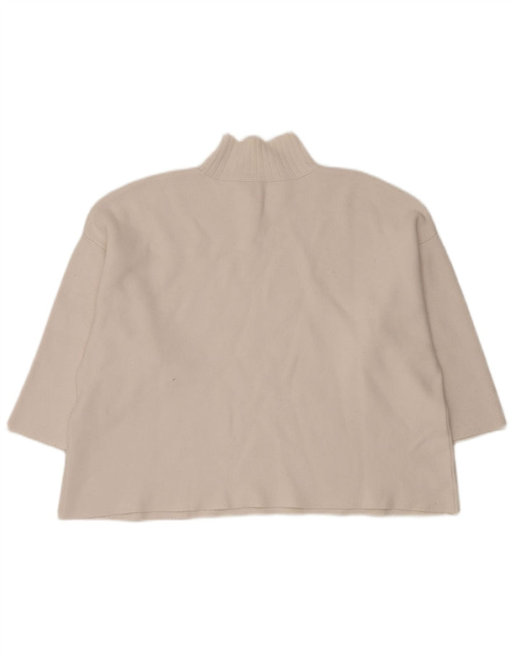 Maglione a collo alto corto corto da donna Zara UK 14 bianco medio