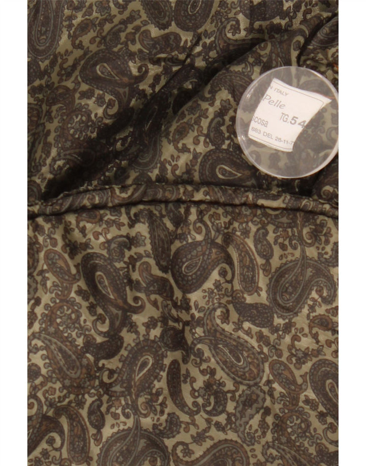 Gilet imbottito da uomo in pelle scamosciata VINTAGE IT 54 2XL Pelle Paisley marrone