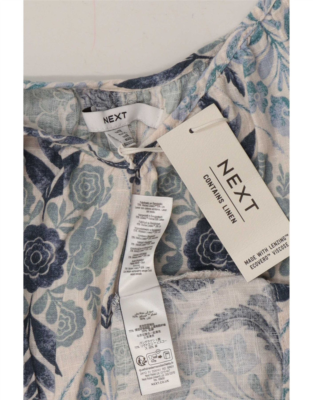 Successivo Abito prendisole oversize senza maniche da donna UK 12 Blu medio floreale bohémien