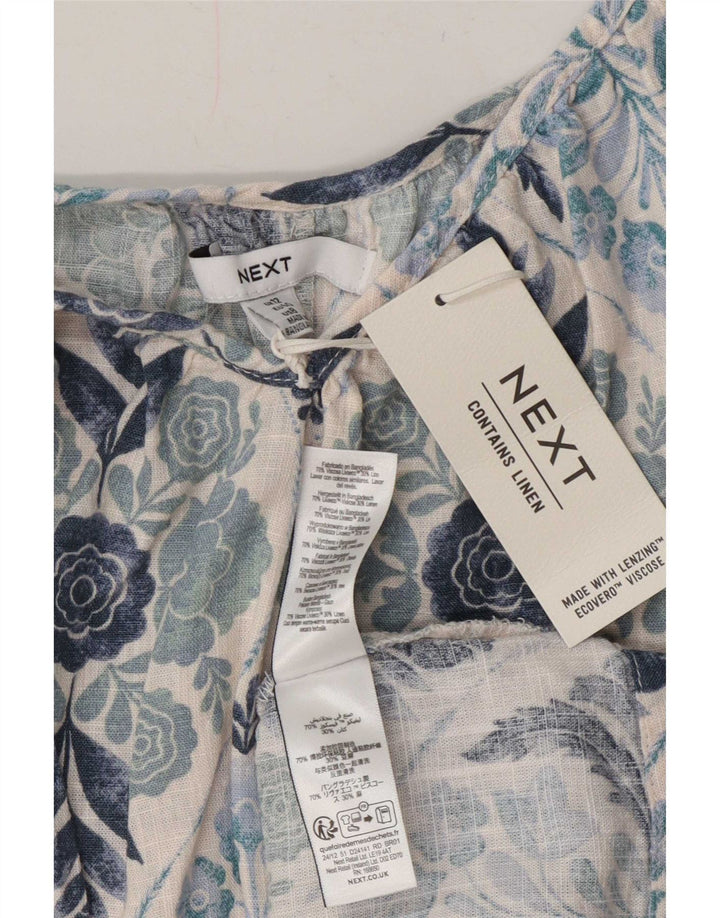 Successivo Abito prendisole oversize senza maniche da donna UK 12 Blu medio floreale bohémien