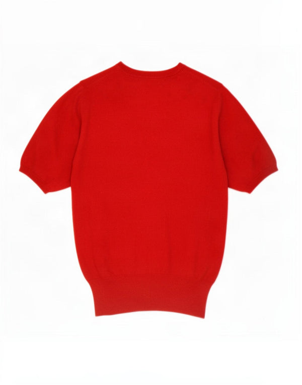 Maglione Donna Benetton Girocollo Manica Corta IT 48 XL Rosso Lana