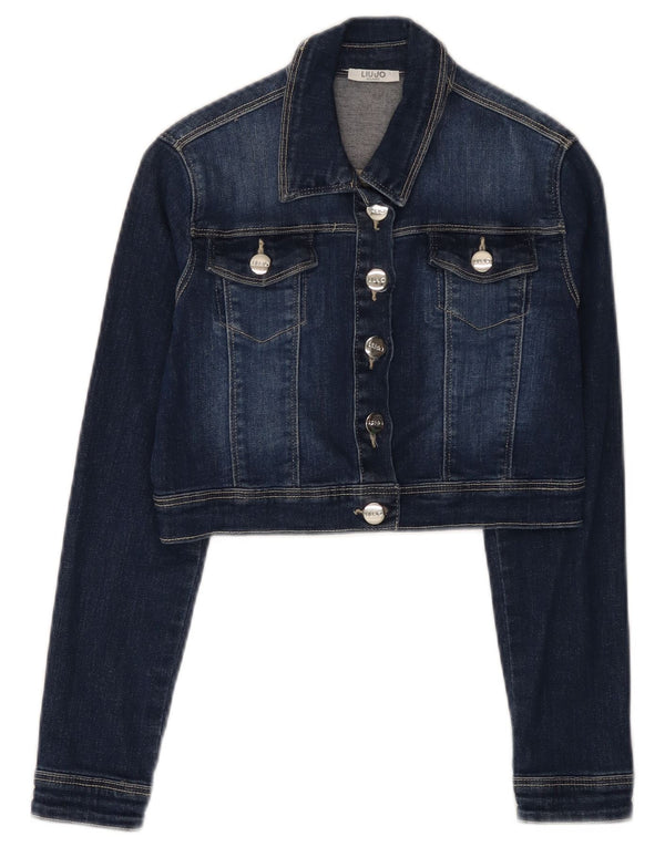 LIU JO Girls Crop Denim Jacket 11-12 Years Blue Cotton