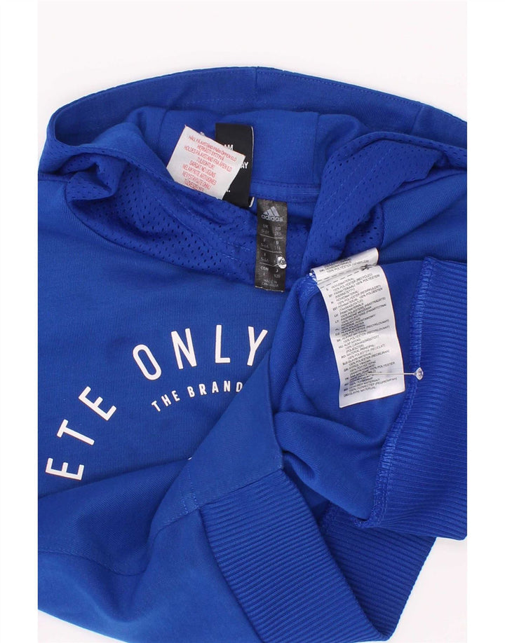 Felpa con cappuccio grafica da ragazzo Adidas 5-6 anni in poliestere blu