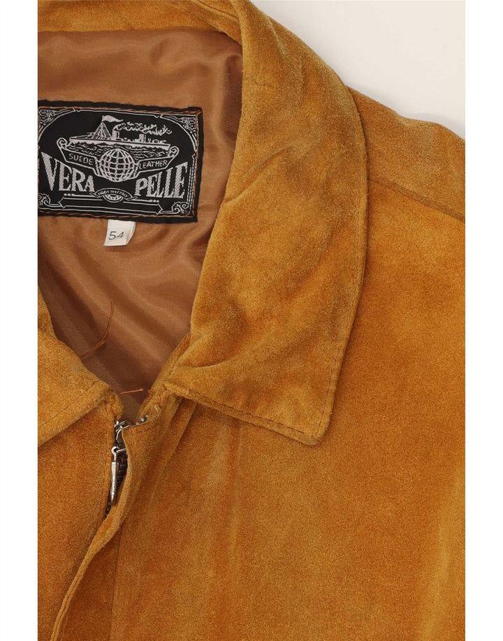 Giacca vintage in pelle scamosciata da uomo IT 54 2XL in pelle marrone