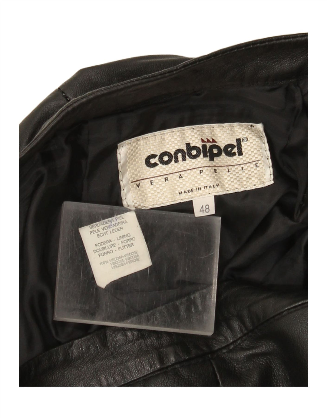 Pantaloni Dritti In Pelle Donna Conbipel IT 48 XL W30 L29 Pelle Nera