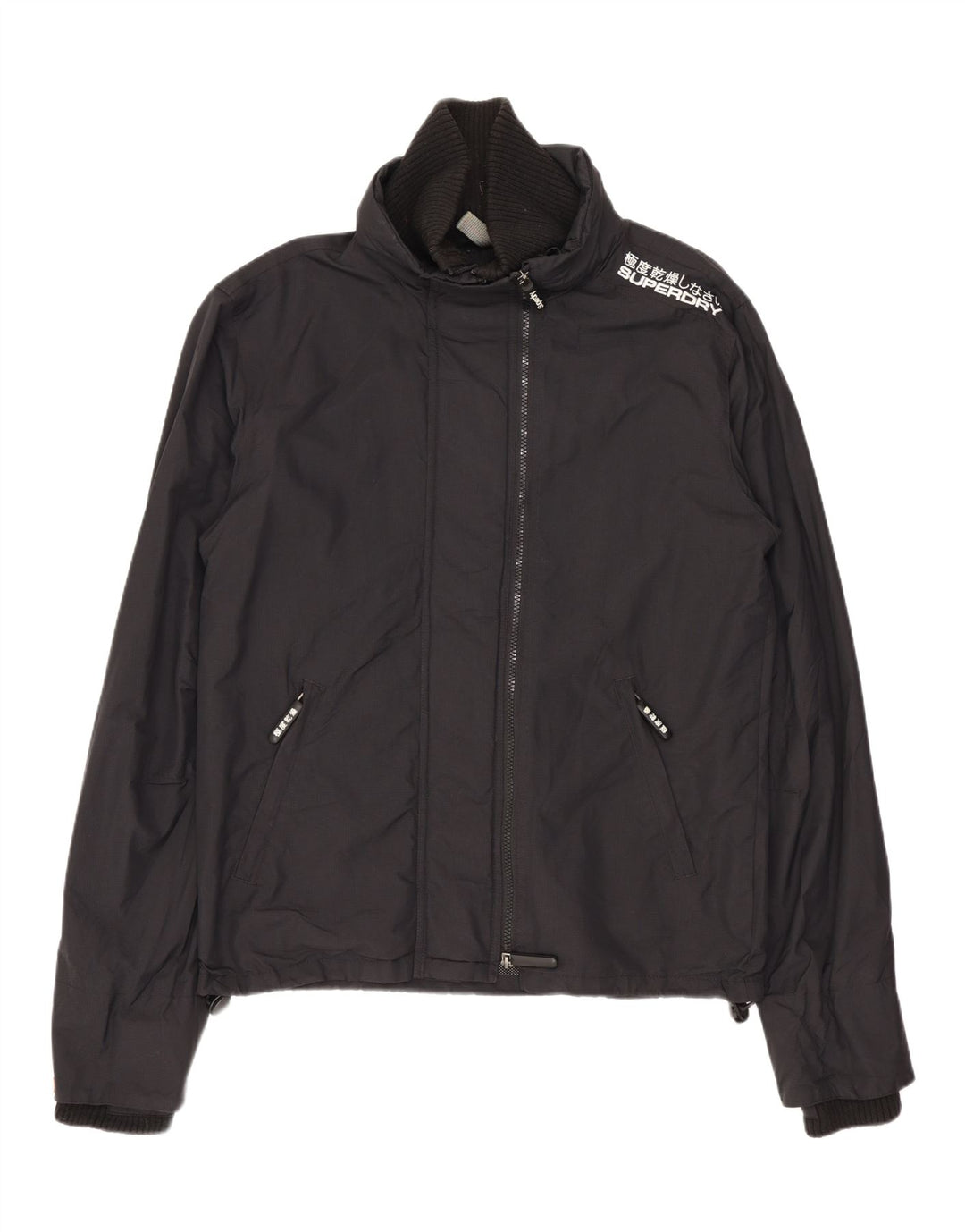 Giacca antipioggia grafica da uomo SUPERDRY UK 38 nylon nero medio