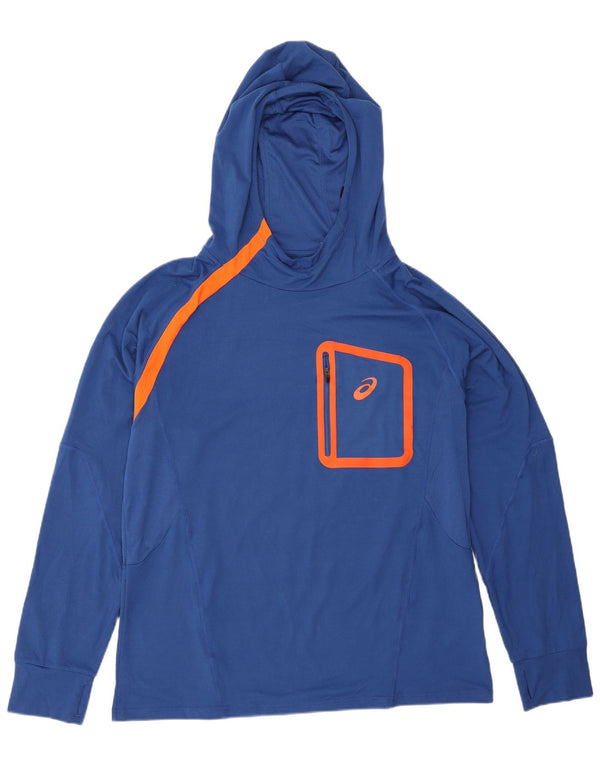 Asics Maglia da uomo con cappuccio a maniche lunghe XL blu in poliestere