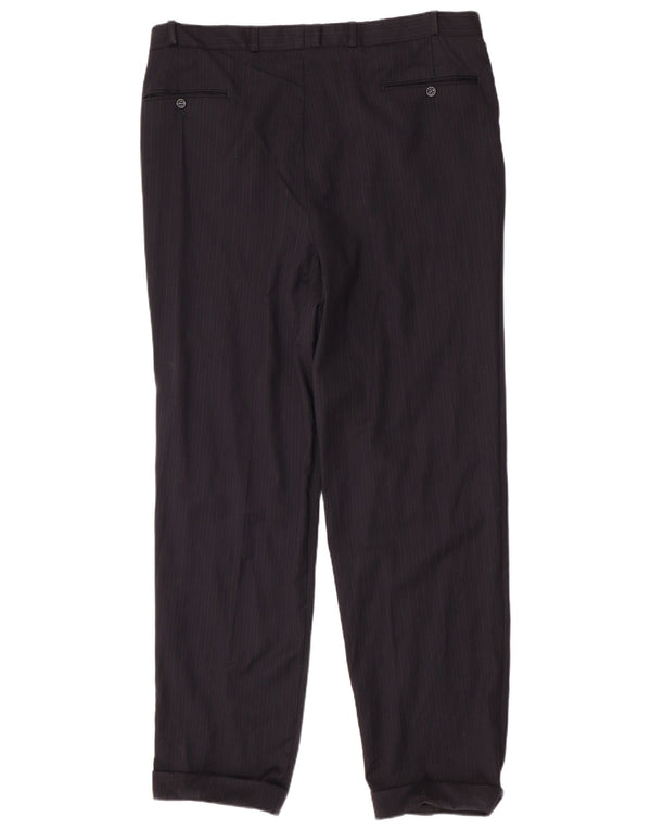 Pantaloni da abito da uomo Yves Saint Laurent EU 54 2XL W38 L34 Gessato blu navy