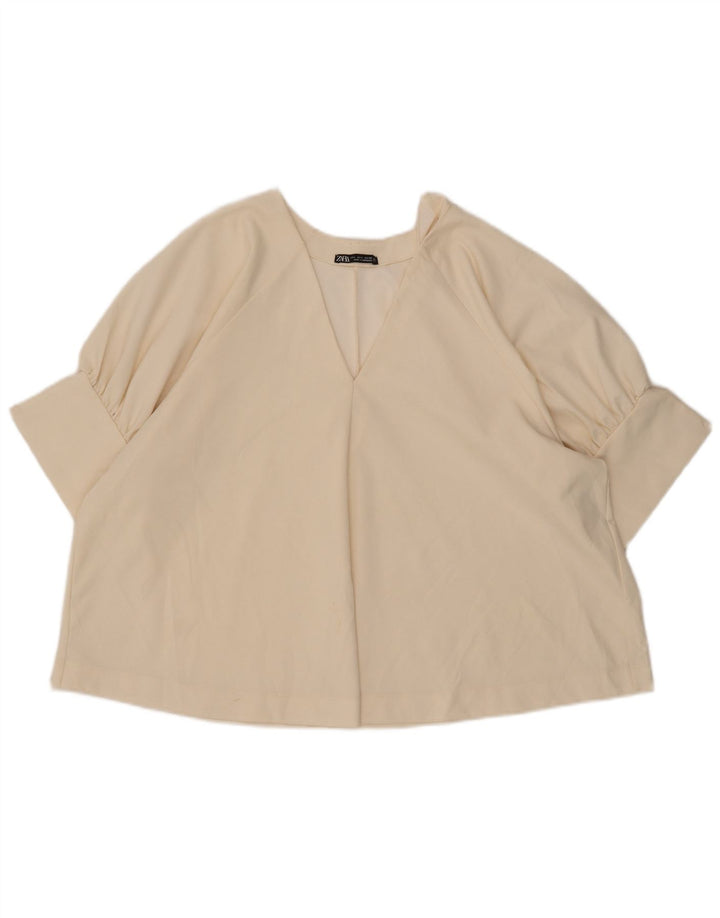 Camicetta oversize da donna Zara con maniche a 3/4, taglia UK 16, grande, beige