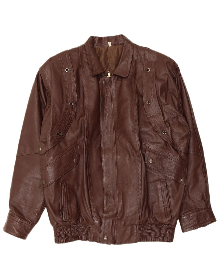 Giacca in pelle vintage da uomo UK 42 XL Marrone