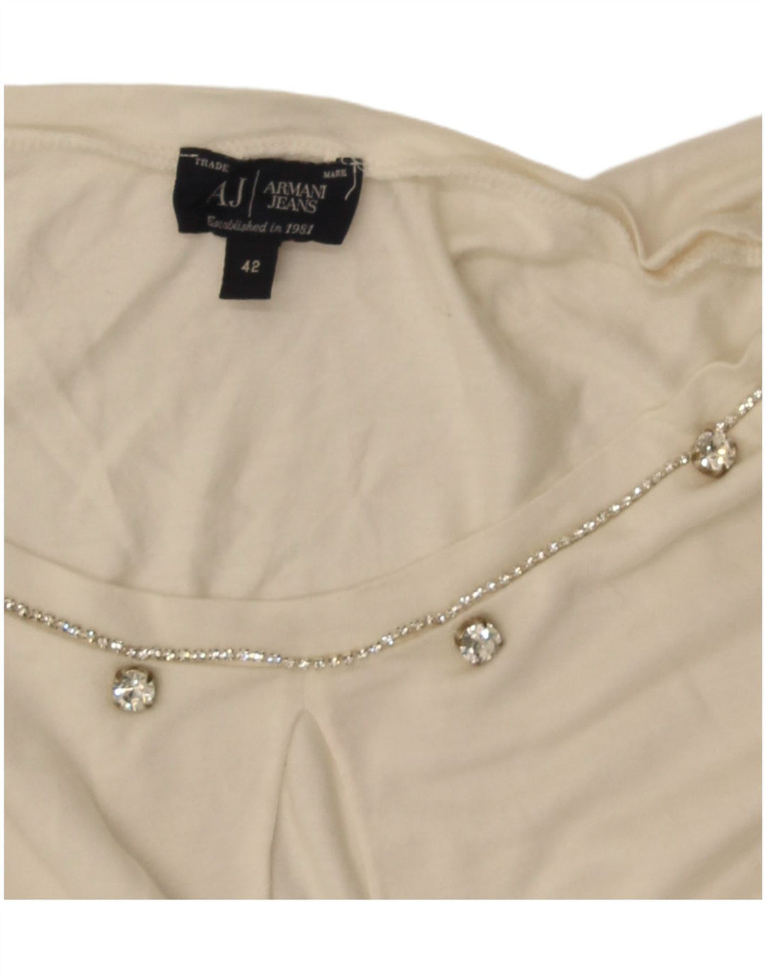 Top Armani Jeans Donna Manica Lunga IT 42 Medio Bianco