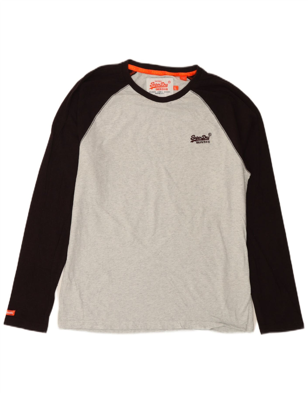 Top da uomo Superdry a maniche lunghe in cotone color block grigio grande