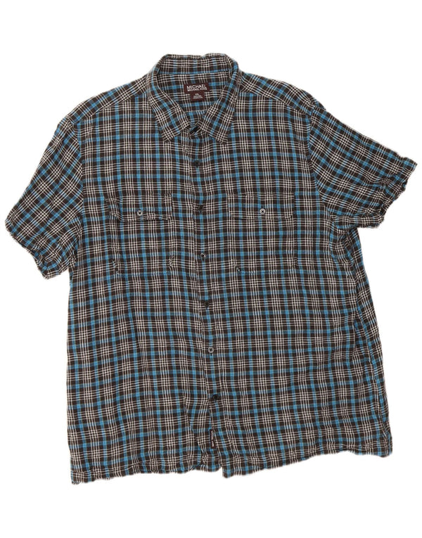 Camicia a maniche corte da uomo Michael Kors 2XL Lino a quadri blu