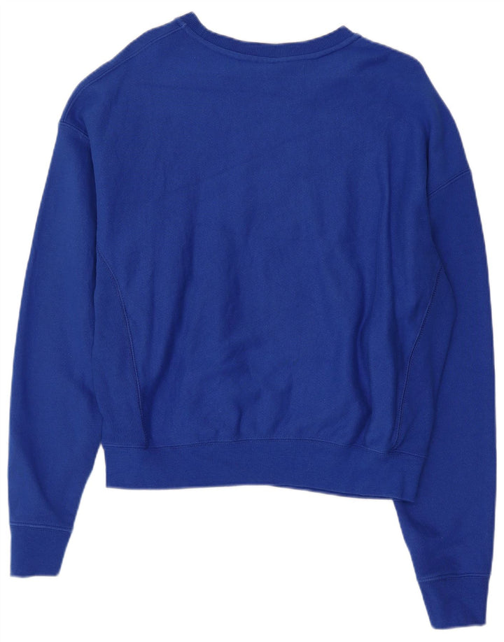 Felpa corta da donna CHAMPION, maglione UK 16, grande cotone blu
