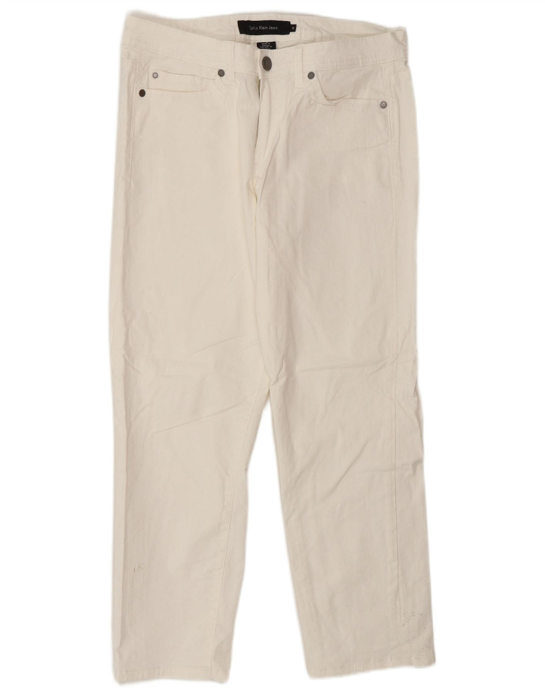 Jeans dritti da donna Calvin Klein US 10 medio W30 L26 cotone bianco