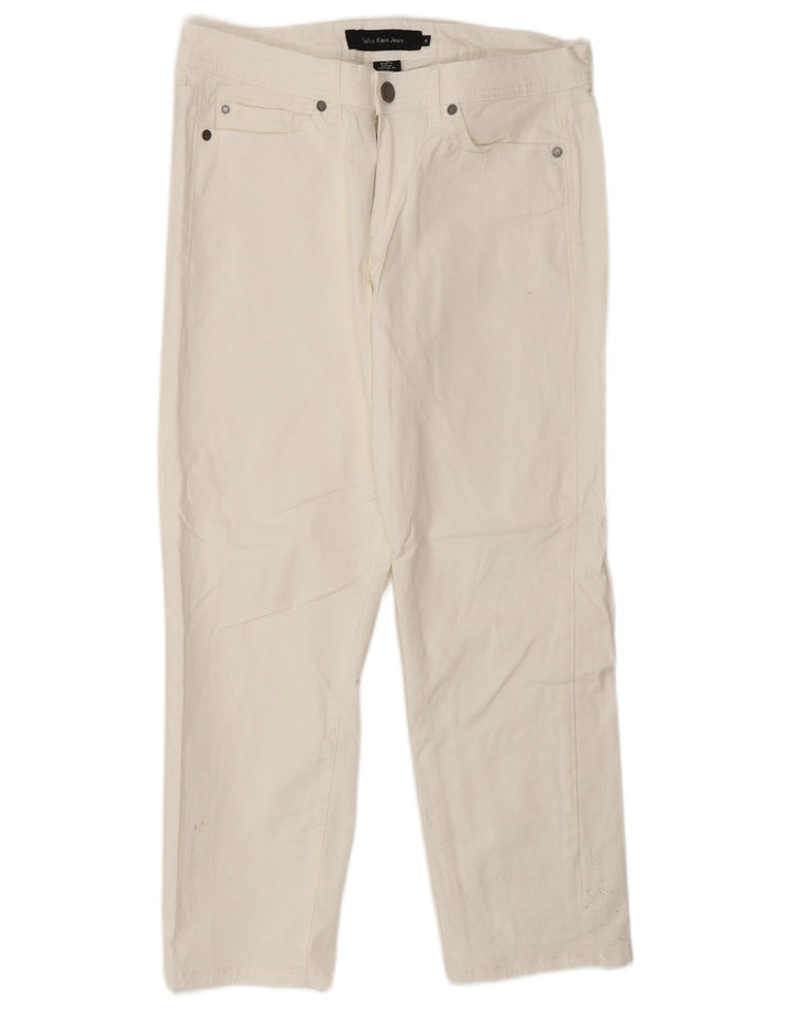 Jeans dritti da donna Calvin Klein US 10 medio W30 L26 cotone bianco