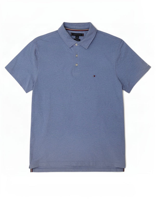 Polo slim fit da uomo Tommy Hilfiger grande in cotone chiazzato blu