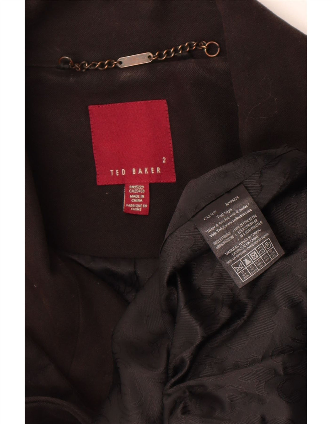 Cappotto da marinaio da donna Ted Baker taglia 2 piccolo in cotone nero