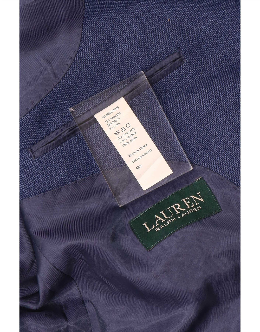 Giacca blazer da uomo a 2 bottoni Ralph Lauren UK 42 XL poliestere blu