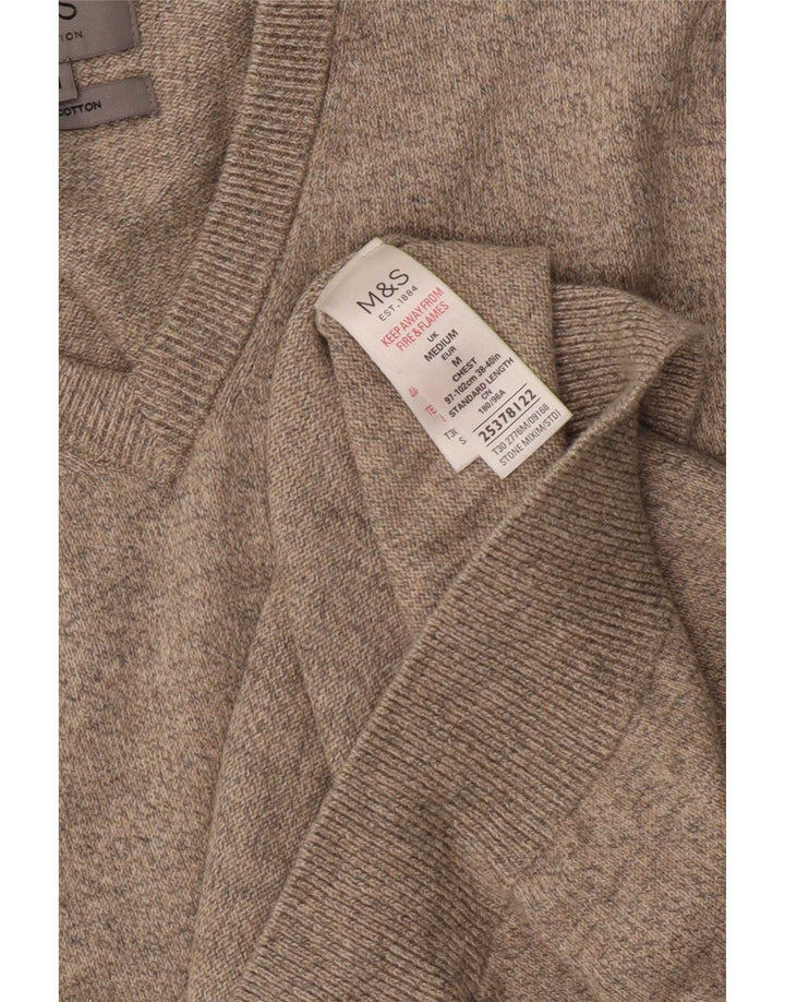 Canotta da uomo Marks & Spencer Canotta in cotone chiazzato beige medio
